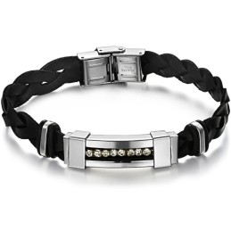 Brazalete De Cuero De Titanio Con Diamantes De Imitación, Muy Vendido En Todo El Mundo.