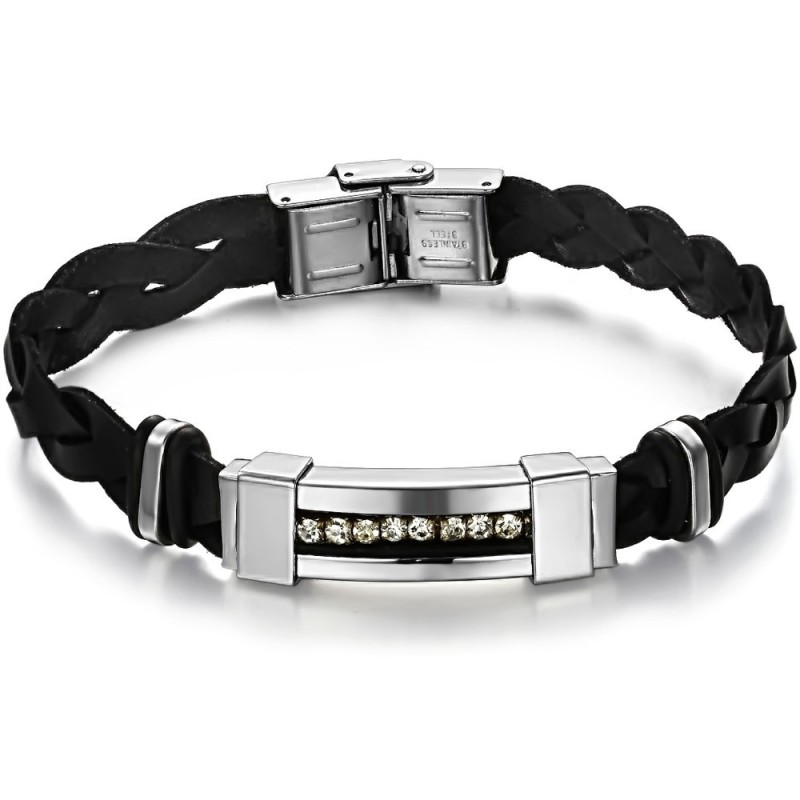 Brazalete De Cuero De Titanio Con Diamantes De Imitación, Muy Vendido En Todo El Mundo. Brazalete De Cuero De Titanio Con Diamantes De Imitación, Muy Vendido En Todo El Mundo.