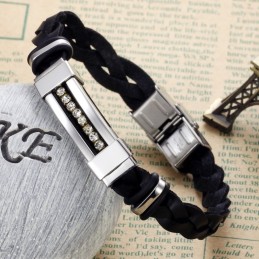 Brazalete De Cuero De Titanio Con Diamantes De Imitación, Muy Vendido En Todo El Mundo.