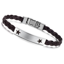 Brazalete De Cuero Y Titanio Con Forma De Estrella Para Mujer, De Gran Reputación