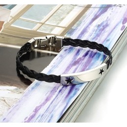 Brazalete De Cuero Y Titanio Con Forma De Estrella Para Mujer, De Gran Reputación