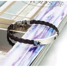 Brazalete De Cuero Y Titanio Con Forma De Estrella Para Mujer, De Gran Reputación