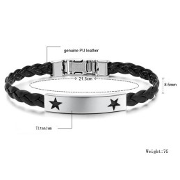 Brazalete De Cuero Y Titanio Con Forma De Estrella Para Mujer, De Gran Reputación