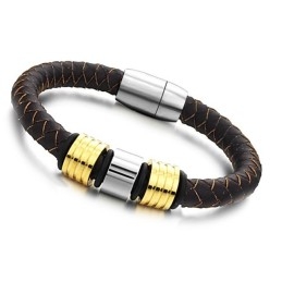 Brazalete De Cuero De Titanio Marrón Para Hombre De Excelente Calidad