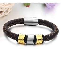 Brazalete De Cuero De Titanio Marrón Para Hombre De Excelente Calidad