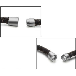 Brazalete De Cuero De Titanio Marrón Para Hombre De Excelente Calidad