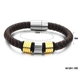 Brazalete De Cuero De Titanio Marrón Para Hombre De Excelente Calidad