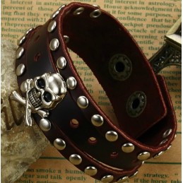 Brazalete De Cuero Y Titanio Con Calavera Para Hombre, Calidad Y Cantidad Garantizadas