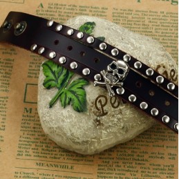 Brazalete De Cuero Y Titanio Con Calavera Para Hombre, Calidad Y Cantidad Garantizadas