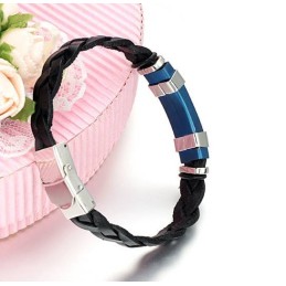 Brazalete De Cuero Y Titanio Para Hombre Con Amplia Variedad