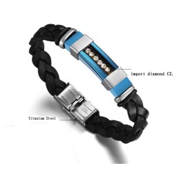 Brazalete De Cuero Y Titanio Para Hombre Con Amplia Variedad