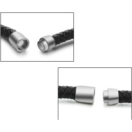 Brazalete De Cuero De Titanio Negro De Calidad Superior