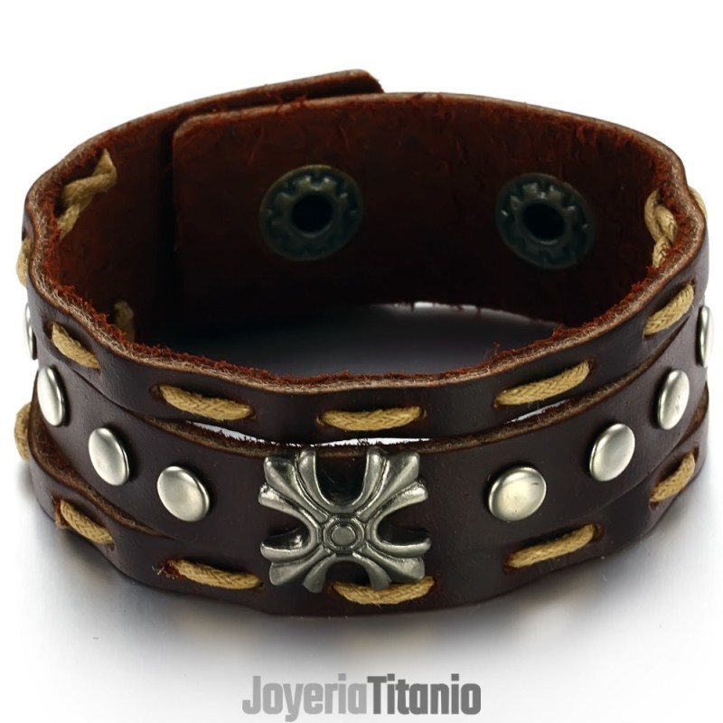 Brazalete De Cuero De Titanio Retro Para Disfrutar De Una Alta Reputación En El País Y En El Extranjero