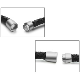 Brazalete De Cuero De Titanio Negro Con Amplia Variedad
