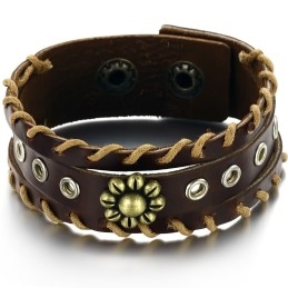 Brazalete De Cuero De Titanio Retro De Excelente Calidad