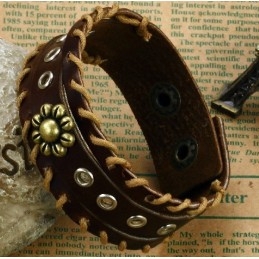 Brazalete De Cuero De Titanio Retro De Excelente Calidad