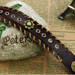 Brazalete De Cuero De Titanio Retro De Excelente Calidad