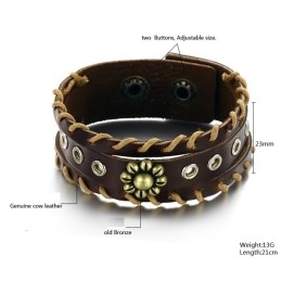Brazalete De Cuero De Titanio Retro De Excelente Calidad
