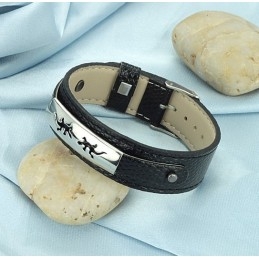 Brazalete De Cuero De Titanio Negro De Alta Calidad