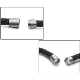 Brazalete De Cuero De Titanio Marrón Para Hombre, Fácil De Usar