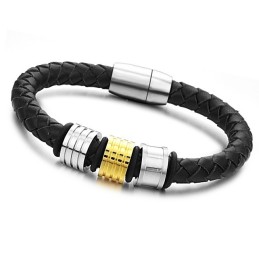 La Reina De La Calidad: Brazalete De Cuero De Titanio Negro