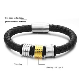 La Reina De La Calidad: Brazalete De Cuero De Titanio Negro