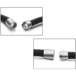 La Reina De La Calidad: Brazalete De Cuero De Titanio Negro