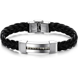 Brazalete De Cuero De Titanio Con Diamantes De Imitación, La Reina De La Calidad