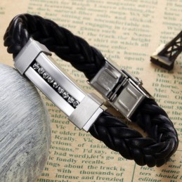 Brazalete De Cuero De Titanio Con Diamantes De Imitación, La Reina De La Calidad