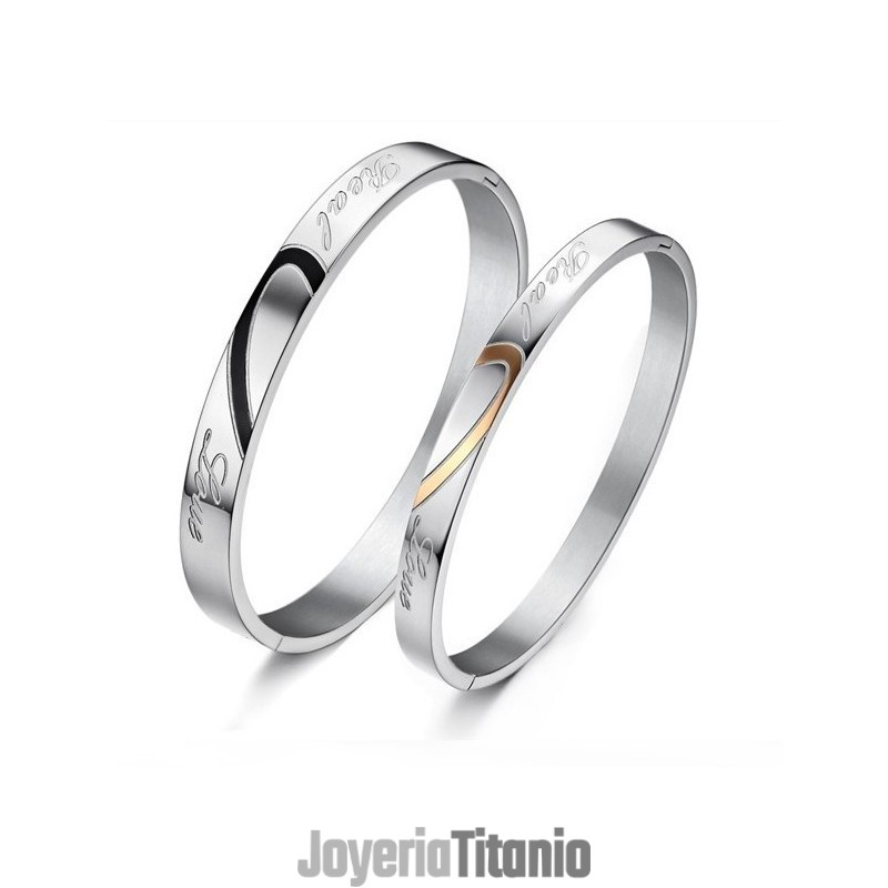 Brazalete De Titanio Con Forma De Corazón De Calidad Confiable Para Enamorados Brazalete De Titanio Con Forma De Corazón De Calidad Confiable Para Enamorados