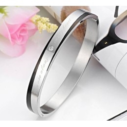 Brazalete De Titanio De Calidad Estable Para Amantes Con Diamantes De Imitación.