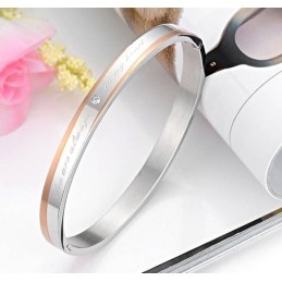 Brazalete De Titanio De Calidad Estable Para Amantes Con Diamantes De Imitación.