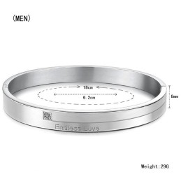 Brazalete De Titanio Conciso De Excelente Calidad Para Amantes Con Diamantes De Imitación.