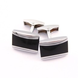 Gemelos Oblongos De Titanio Y Esmalte Negro
