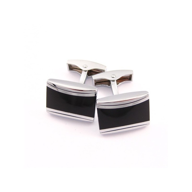 Gemelos Oblongos De Titanio Y Esmalte Negro Gemelos Oblongos De Titanio Y Esmalte Negro