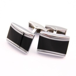 Gemelos Oblongos De Titanio Y Esmalte Negro