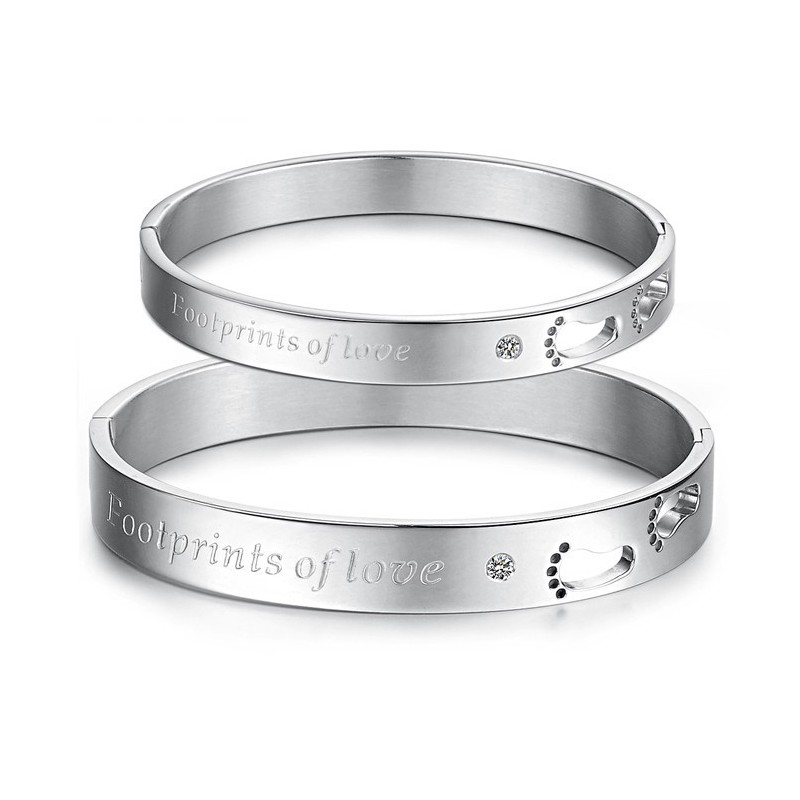Brazalete De Titanio De Excelente Calidad Para Amantes Con Diamantes De Imitación.