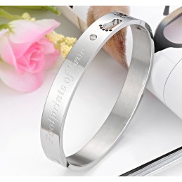 Brazalete De Titanio De Excelente Calidad Para Amantes Con Diamantes De Imitación.