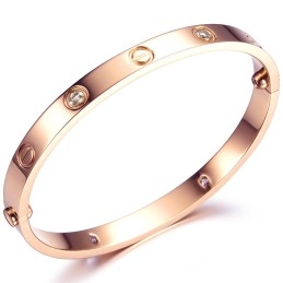 Brazalete De Titanio Con Diamantes De Imitación Para Mujer "To Have A Long Story"