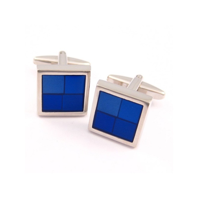 Gemelos Funky Cuadrados De Titanio Y Azul Gemelos Funky Cuadrados De Titanio Y Azul