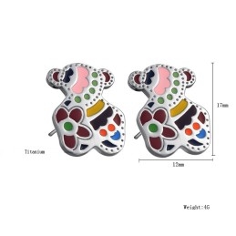 Pendientes De Titanio Con Forma De Oso Para Mujer, De Calidad Estable