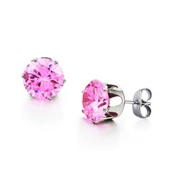 Amplia Variedad De Pendientes Femeninos De Titanio Rosa Con Diamantes