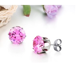 Amplia Variedad De Pendientes Femeninos De Titanio Rosa Con Diamantes