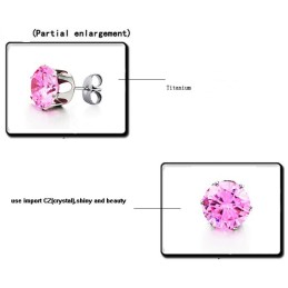 Amplia Variedad De Pendientes Femeninos De Titanio Rosa Con Diamantes