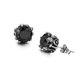 Pendientes De Titanio Negro Con Diamantes De Alta Calidad