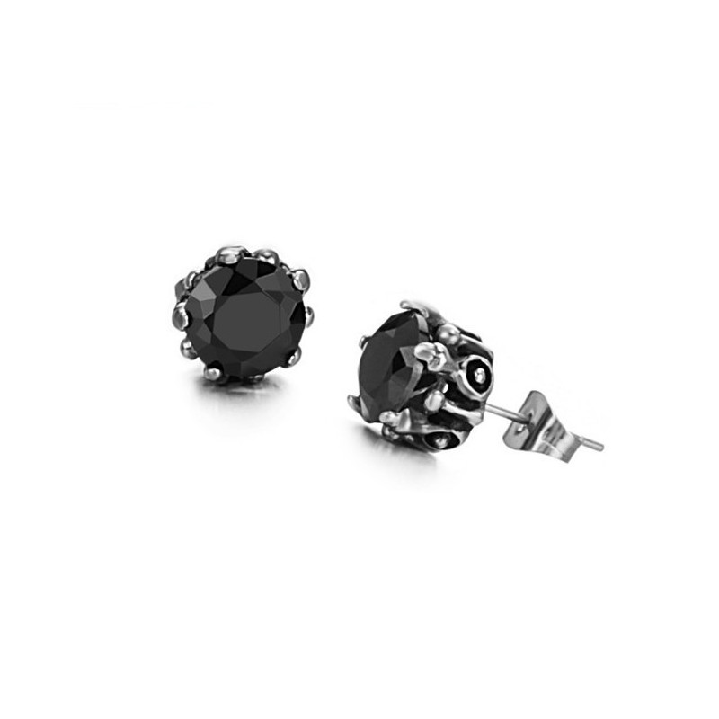 Pendientes De Titanio Negro Con Diamantes De Alta Calidad