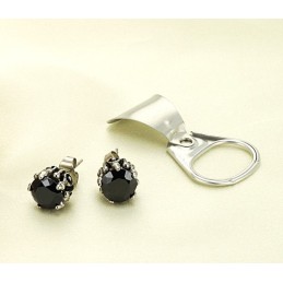 Pendientes De Titanio Negro Con Diamantes De Alta Calidad