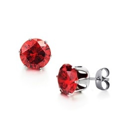 Pendientes Femeninos De Titanio Rojo De Excelente Calidad Con Diamantes De Imitación.