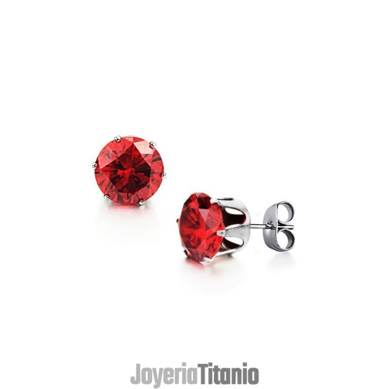 Pendientes Femeninos De Titanio Rojo De Excelente Calidad Con Diamantes De Imitación.