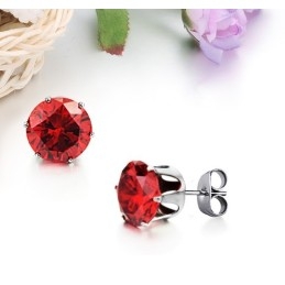 Pendientes Femeninos De Titanio Rojo De Excelente Calidad Con Diamantes De Imitación.
